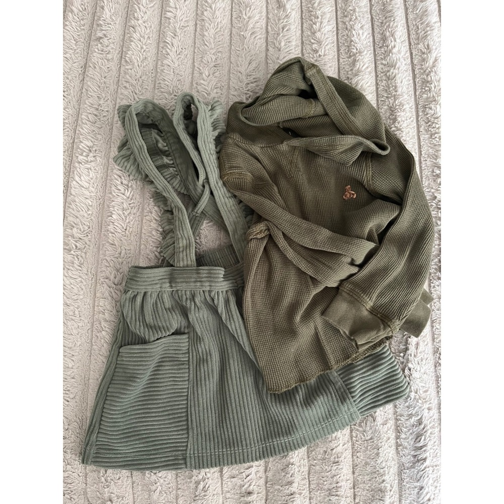 Bundle Gap Waffle Knit Hoodie & Wonder Nation Corduroy Ruffle Jumper Skirt